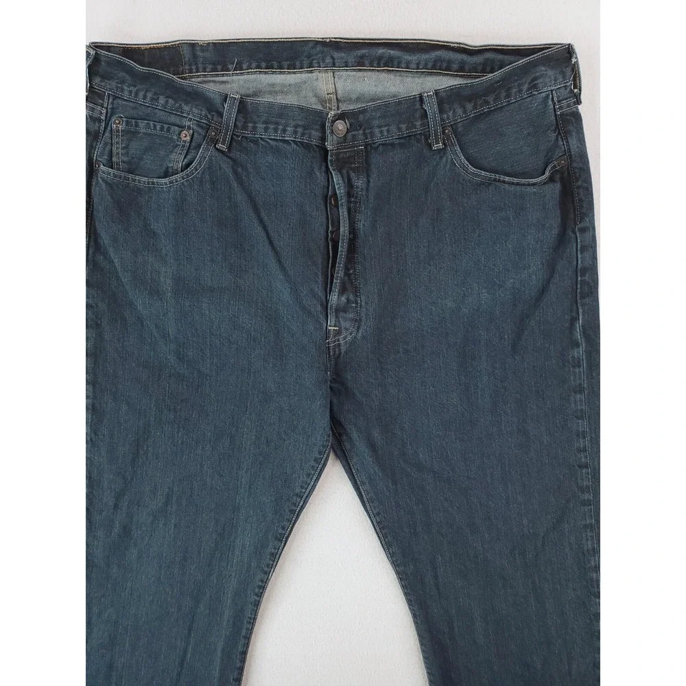 Levis 501 Jeans Mens 44x32 Blue Original Straight Button Fly Dark Wash Work Pant